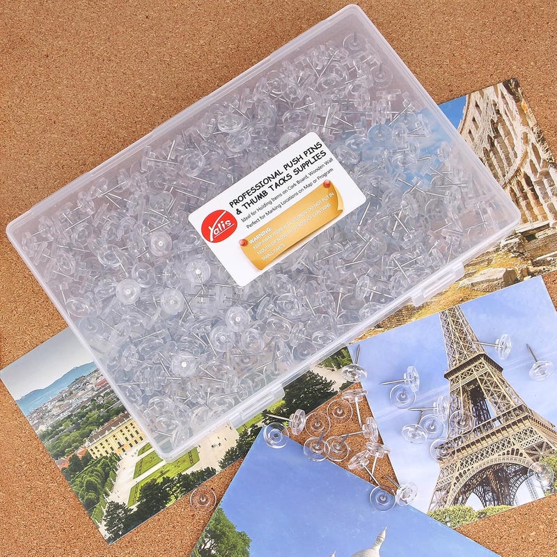 Yalis Push Pins 200-count Flat Thumb Tacks Steel Point and Plastic Head for Corkboard and Wooden Photo Wall - Image 5